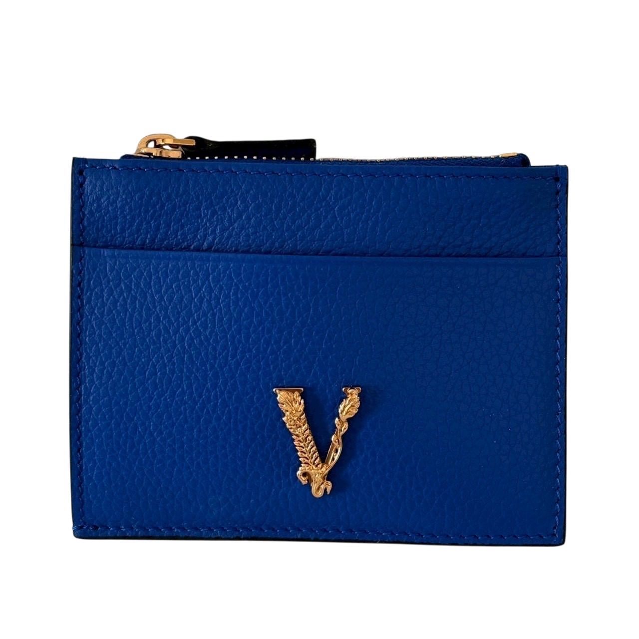 VERSACE ヴェルサーチ ヴィルトゥス フラグメントケース コインケース 小銭入れ カードケース パスケース レザー ブルー
