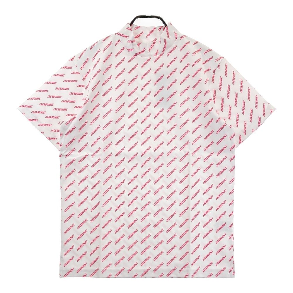 サイズ 6 JACK BUNNY ジャックバニー モデル ハイネック 半袖Tシャツ ロゴ 総柄 ホワイト系 ゴルフウェア メンズ ストスト