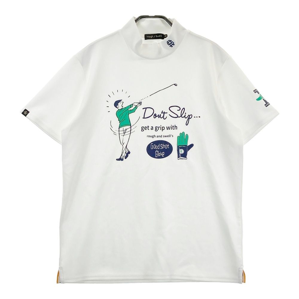 サイズ M ROUGH-SWELL ラフアンドスウェル モデル モックネック 半袖Tシャツ ホワイト系 ゴルフウェア メンズ ストスト