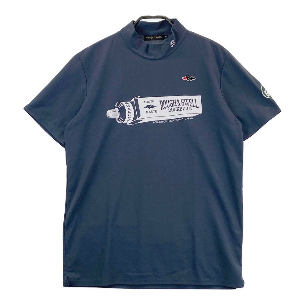 サイズ M ROUGH SWELL ラフアンドスウェル モデル モックネック 半袖Tシャツ グレー系 ゴルフウェア メンズ ストスト