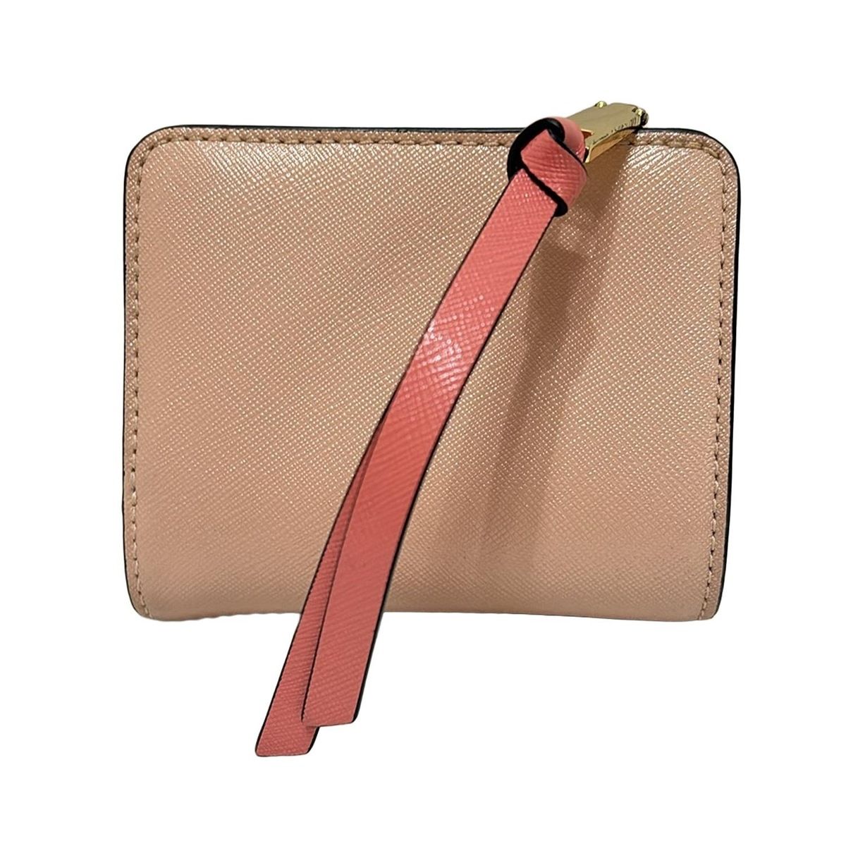 MARC JACOBS マークジェイコブス 2つ折り財布 ザ スナップショット 黒×ライトピンク L字ファスナー レザー