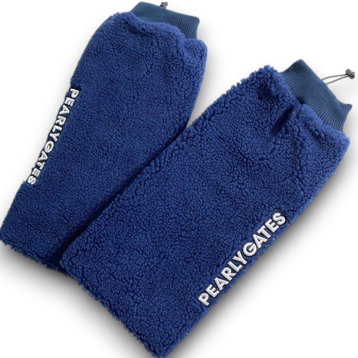 PEARLY GATES パーリーゲイツ ゴルフ 防寒 カラフルロゴ刺繍 ボアフリース ドローコード レッグウォーマー レッグカバー ゴルフウェア レディース 053-2283114 定価1.8万 ネイビー FR 021 51203 w 03