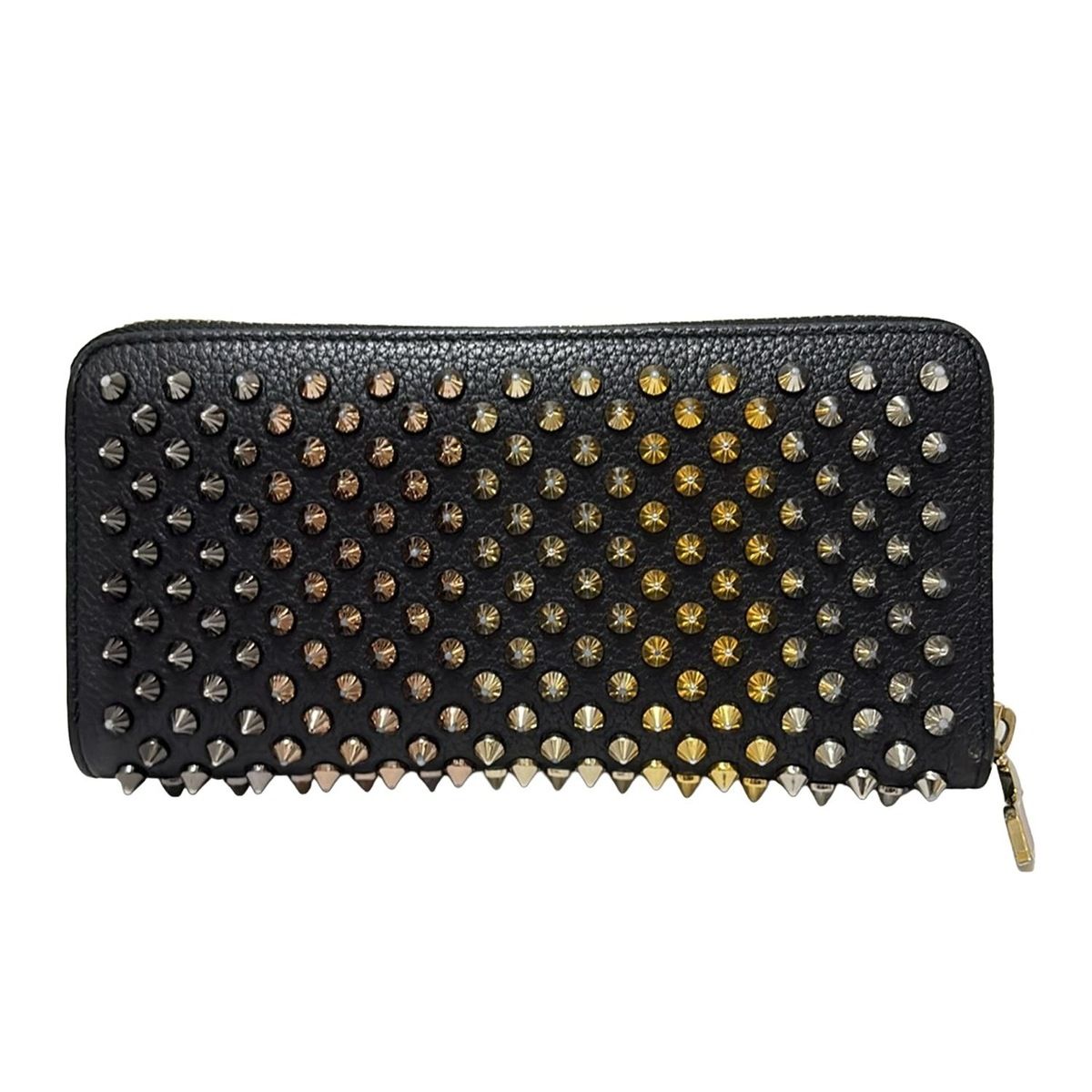 美品希少 パネトーネ ゴールドスタッズ クリスチャンルブタン 長財布 レザー 黒 美品希少 クリスチャンルブタン 長財布 パネトーネ ゴールドスタッズ