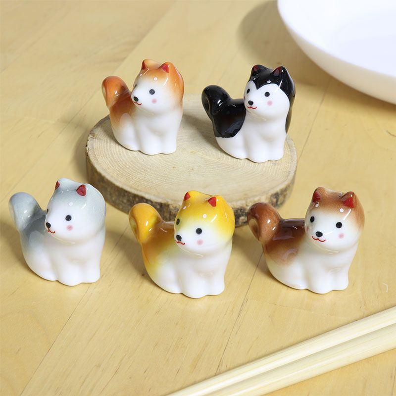 犬 箸置き セラミックス ミニチュア 5色セット ワンちゃん ドッグ