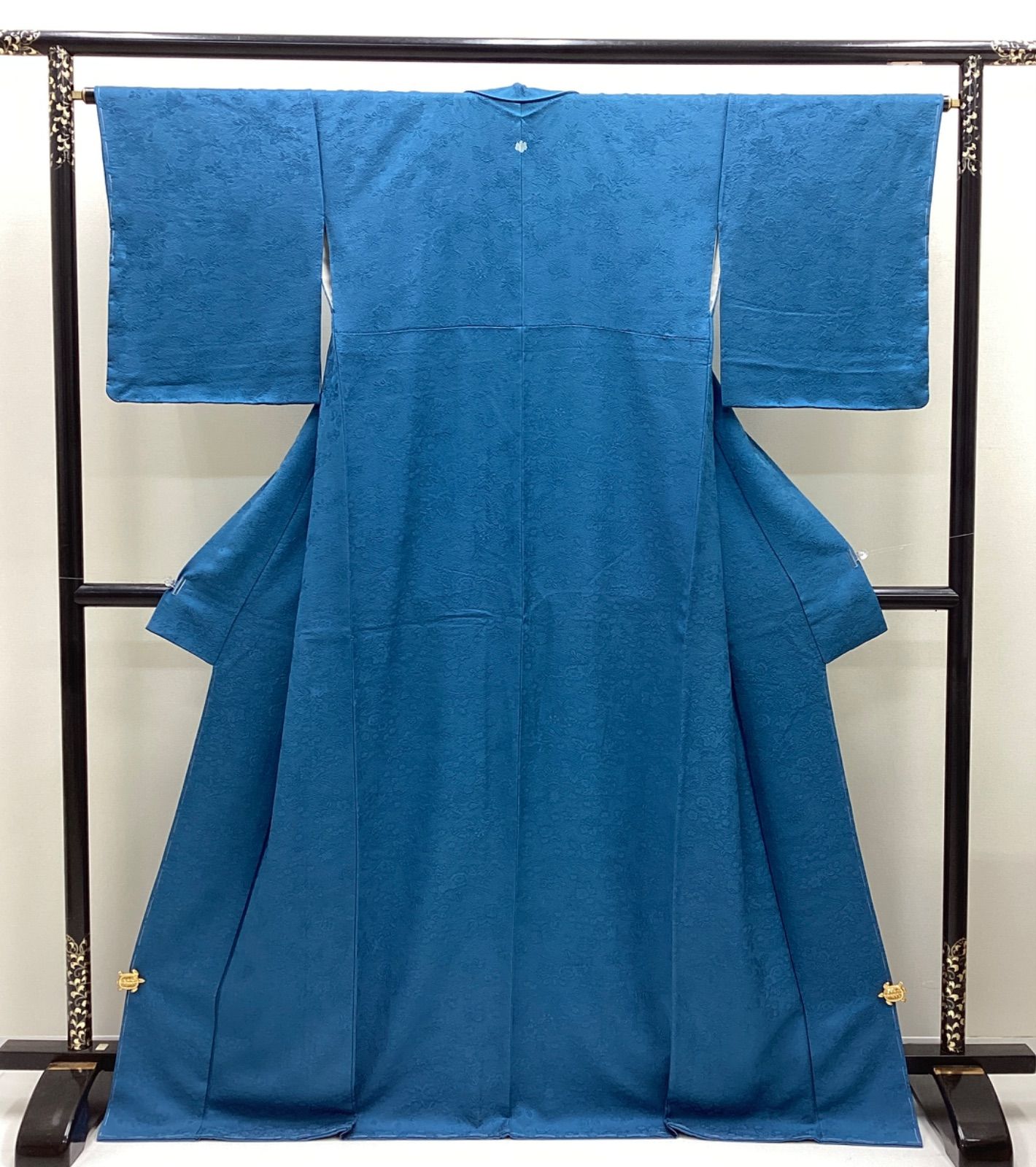 新品未使用 袷着物 色無地 地紋 染め紋 藍御納戸色 正絹 TL寸 R136