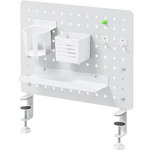 イーサプライ ペグボード 有孔ボード クランプ式 卓上 デスク 収納 スチール製 ピッチ3 cm 棚 ペン立て フック マグネット対応 ホワイト EEX PRB 01 WH 6 f 6407 a 9