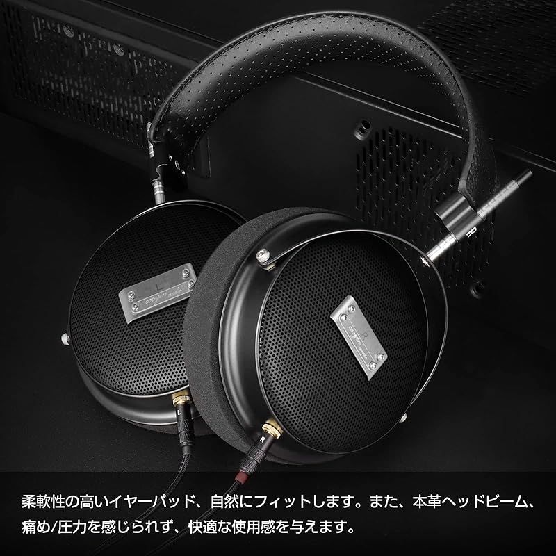 彡cooyin SR 70 ヘッドホン オープン型 有線 開放型 mmHD大口径振動板 ケーブル着脱式 オーバーイヤー 3.5 mmジャック hifi ハイレゾ ブラック 0 その他 イヤホン オーディオ機器
