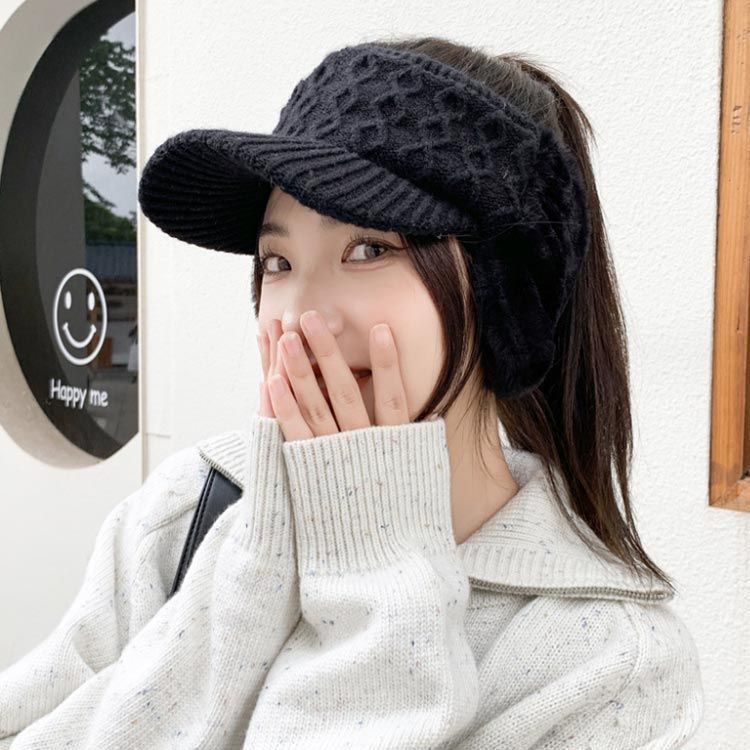 ゴルフウェア ニット帽 サンバイザー レディース 防寒 あったか 厚手