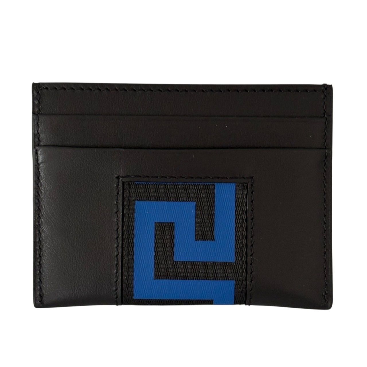  VERSACE ヴェルサーチ カードケース パスケース 名刺入れ コンパクト ロゴ レザー ブラック ブルー パスケース 定期入れ 小物