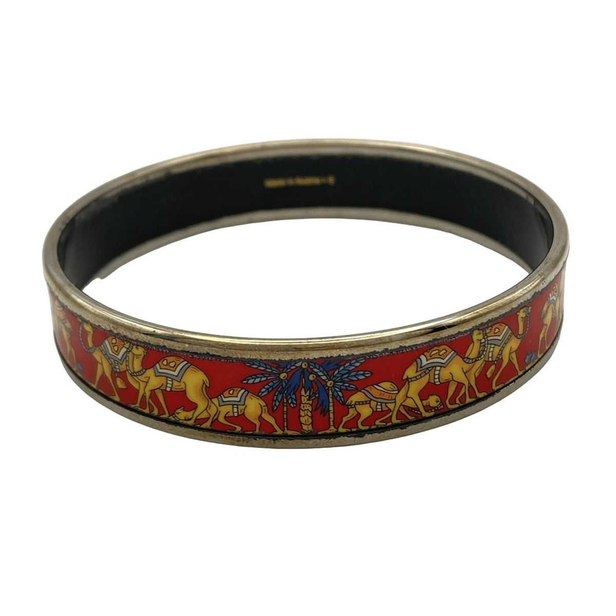 HERMES(エルメス) バングル エマイユ シルバー×レッド×マルチ ラクダ