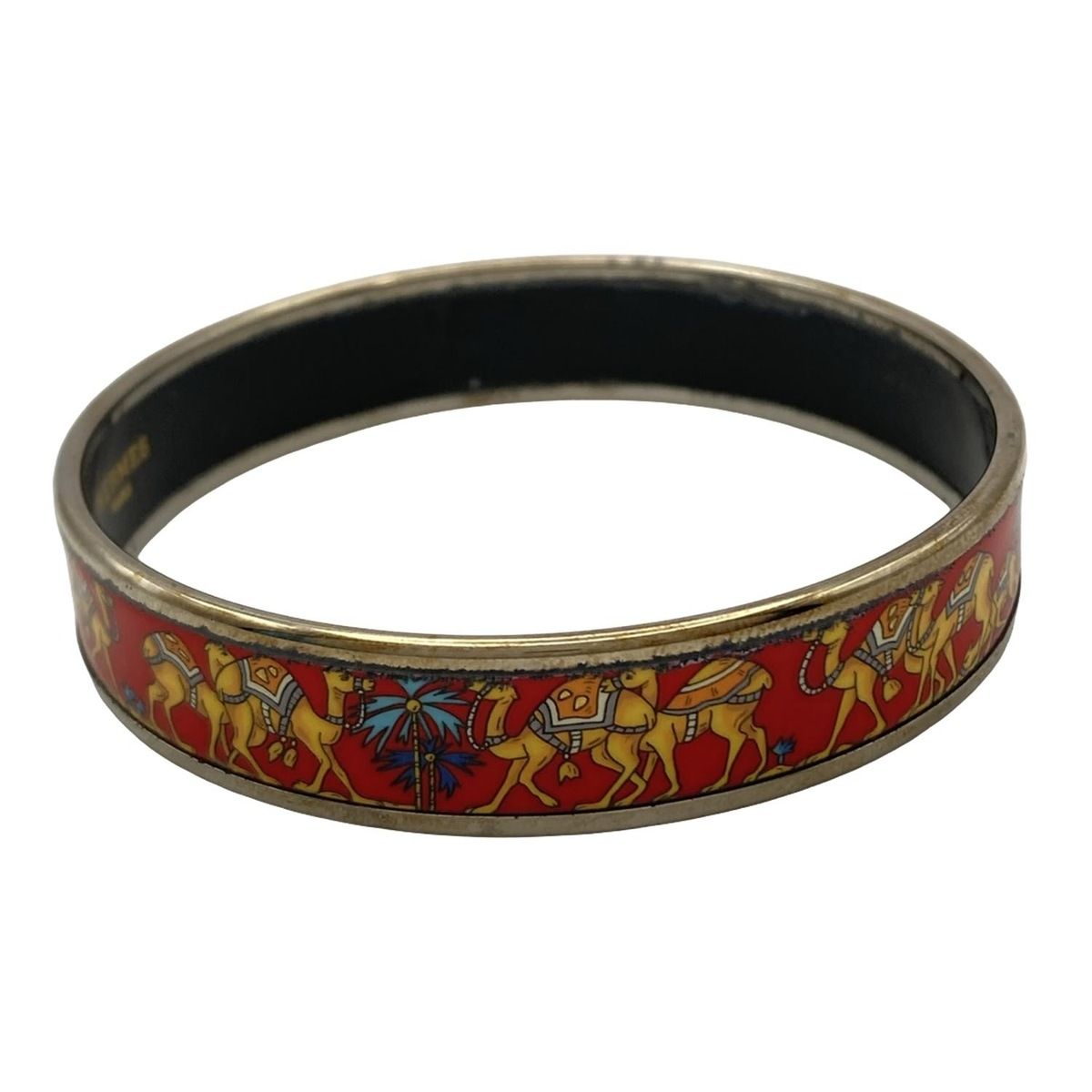 HERMES(エルメス) バングル エマイユ シルバー×レッド×マルチ ラクダ