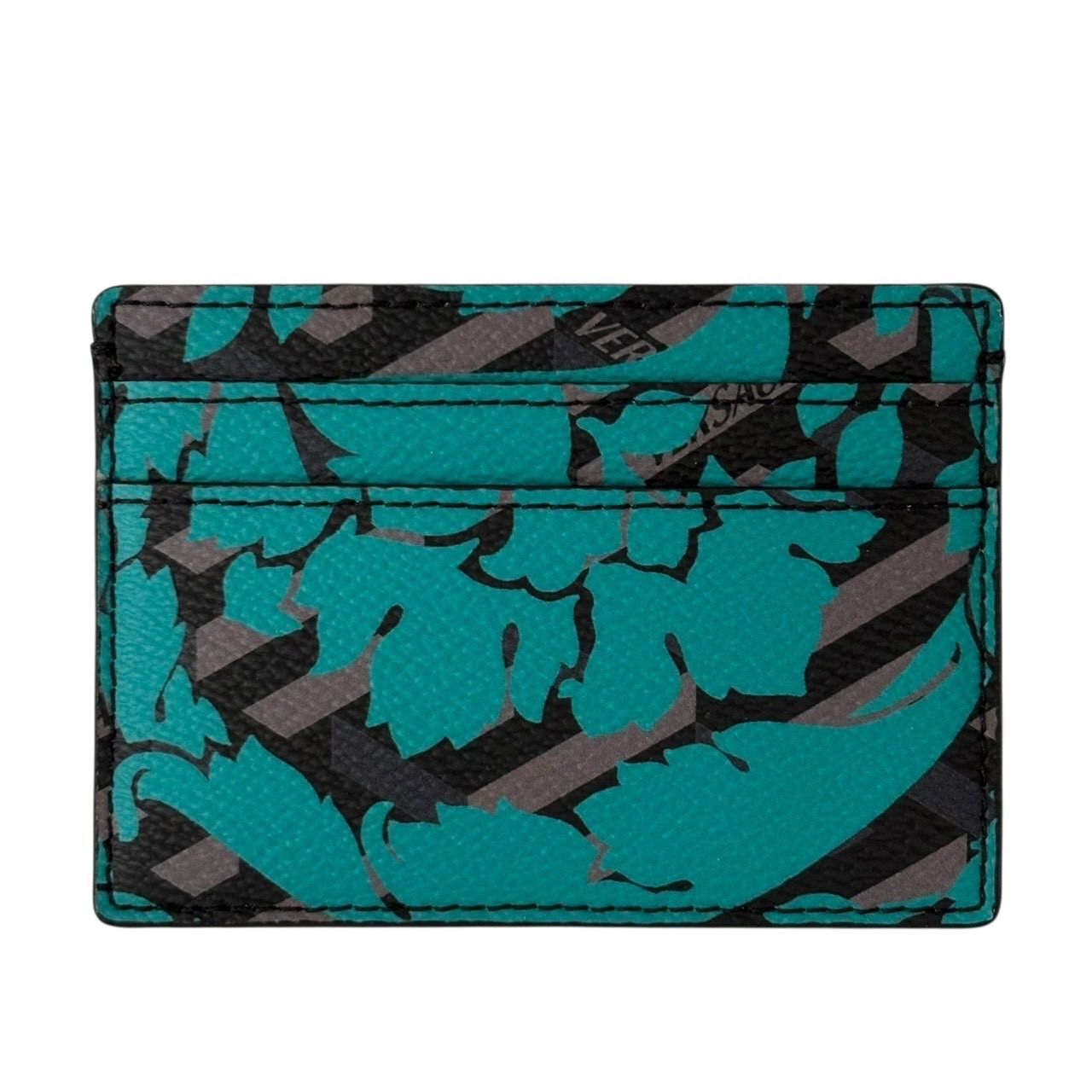 VERSACE ヴェルサーチ グレカ カードケース パスケース 名刺入れ 総柄 ロゴ レザー マルチ