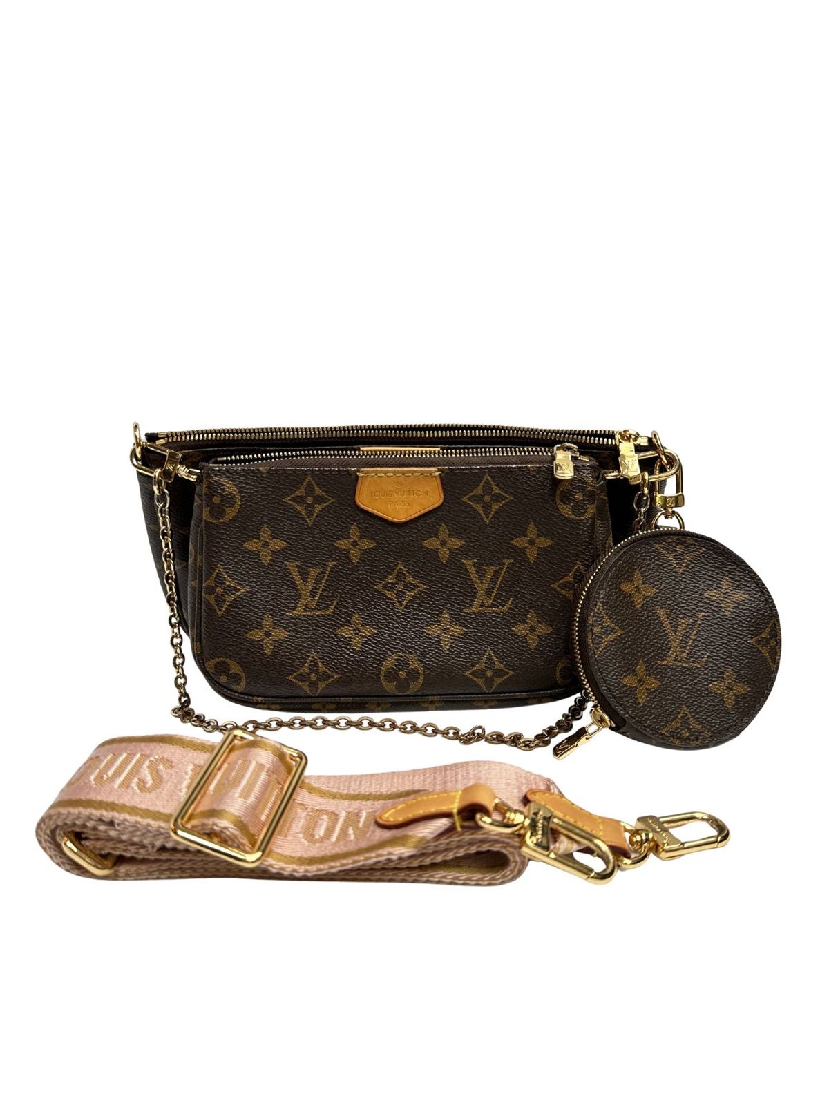 LOUIS VUITTON ルイヴィトン モノグラム ミュルティ ポシェット アクセンワール ローズクレール ポーチ ファスナー付きコインパース M 44840 ショルダーバッグ