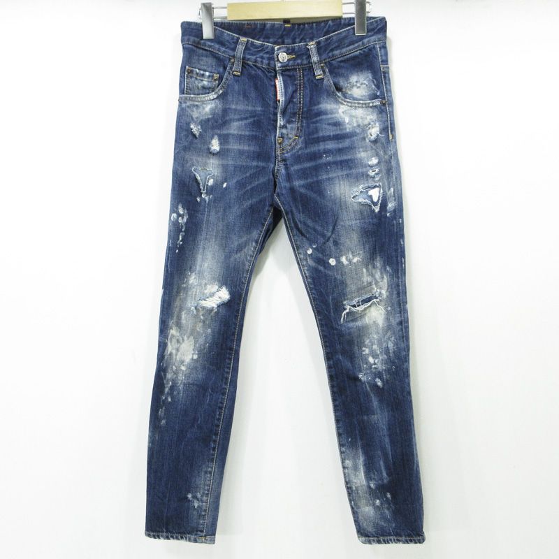 ディースクエアード デニムパンツ Skater Jean スケーター 加工ボタンフライデニムパンツ ダメージ加工 S 30309 ブルー インディゴ サイズ 42 108