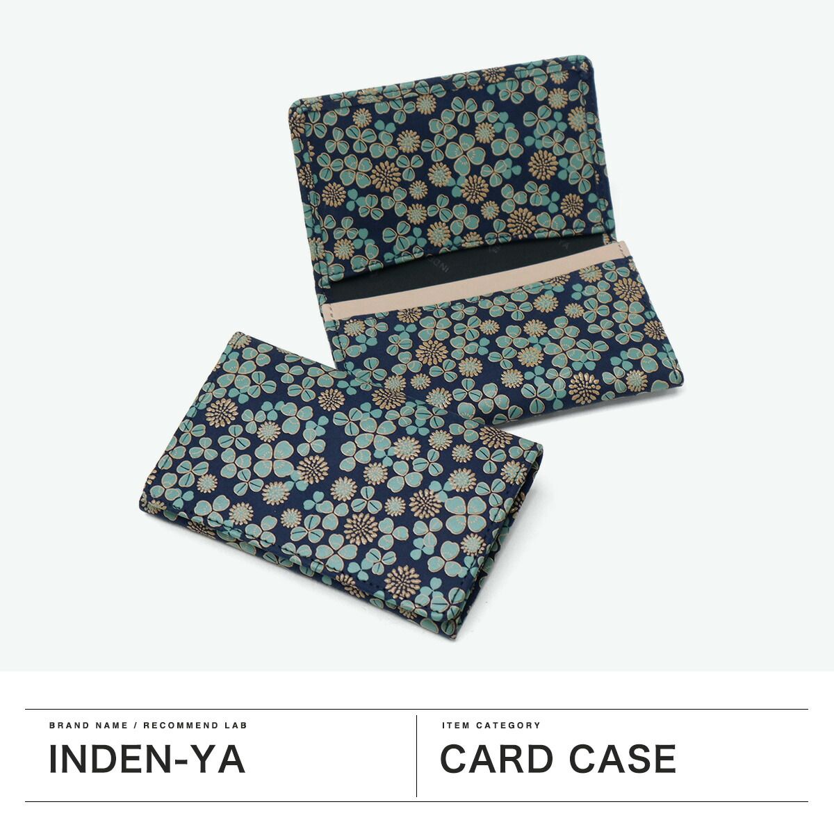 印傳屋 名刺入れ レディース ブランド 女性用 本革 革 薄型 カード 印伝 女性 カードケース かぶせ 大人 ビジネス おしゃれ 花柄 四つ葉 上品 コンパクト 上原勇七 甲州印伝 白詰草 名刺入 7306