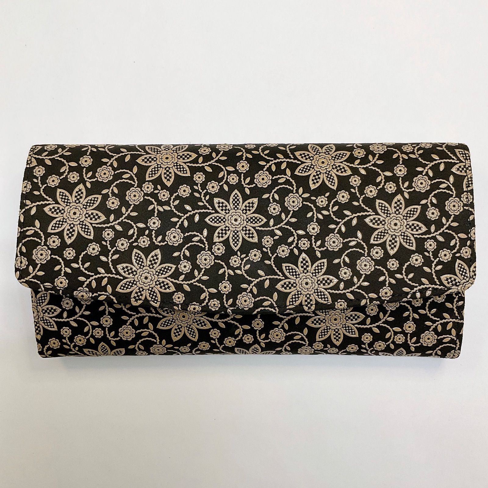 新品未使用品 甲州印伝 札入れ【クレマチス 黒×白漆】長財布 印傳屋 母 