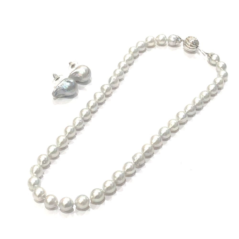 jewelry ジュエリー ネックレス K 18金具 バロックパール 9ｍｍ～9.5 mm パール シルバー