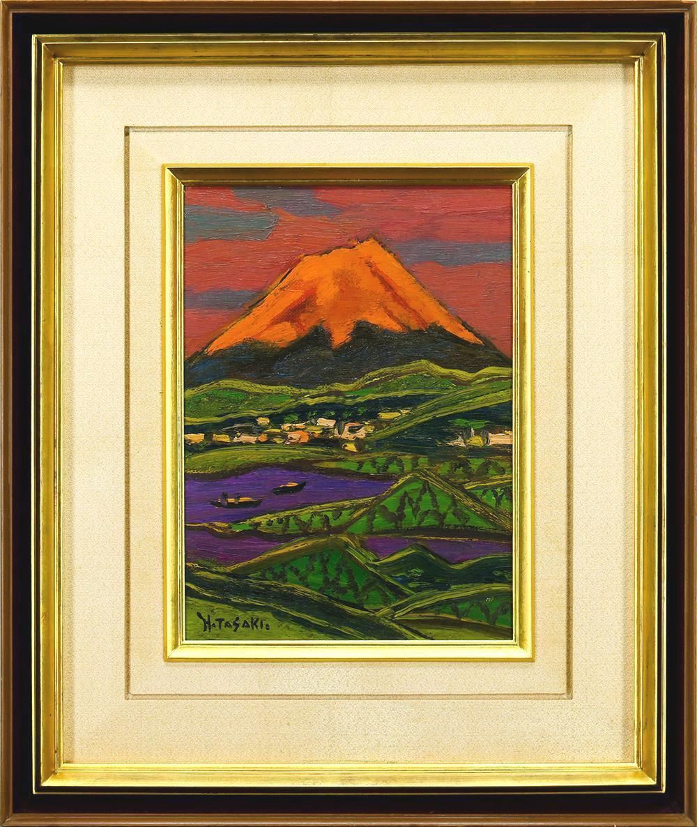 田崎広助　富士山 水墨画 掛け軸 田崎広助 富士山 水墨画 掛け軸