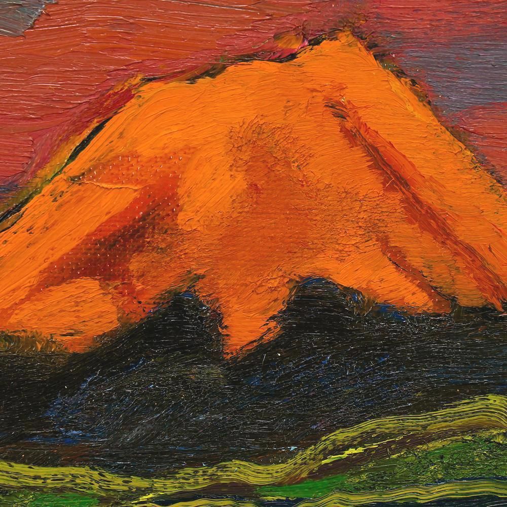 真作】【WISH】田崎広助「箱根の富士(朝やけ)」油彩 4号 証明シール