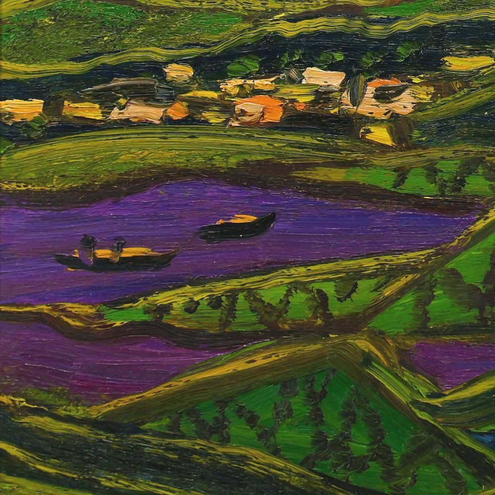 真作】【WISH】田崎広助「箱根の富士(朝やけ)」油彩 4号 証明シール