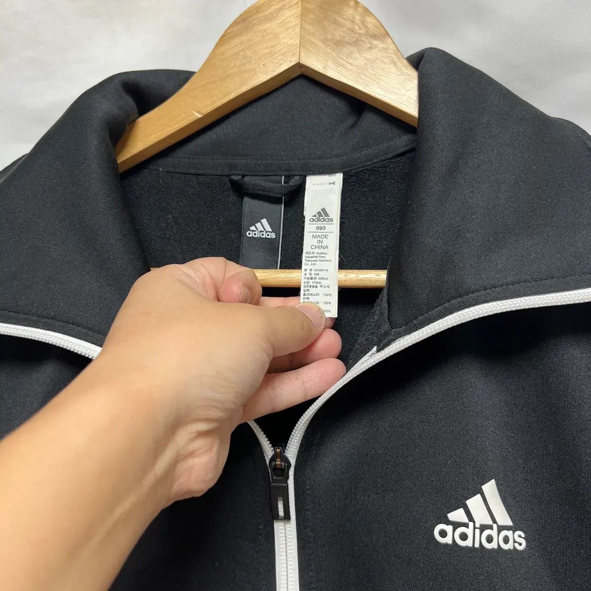 正規品/95 adidas アディダス 3本線 弱起毛 ブラック トラックジャージ