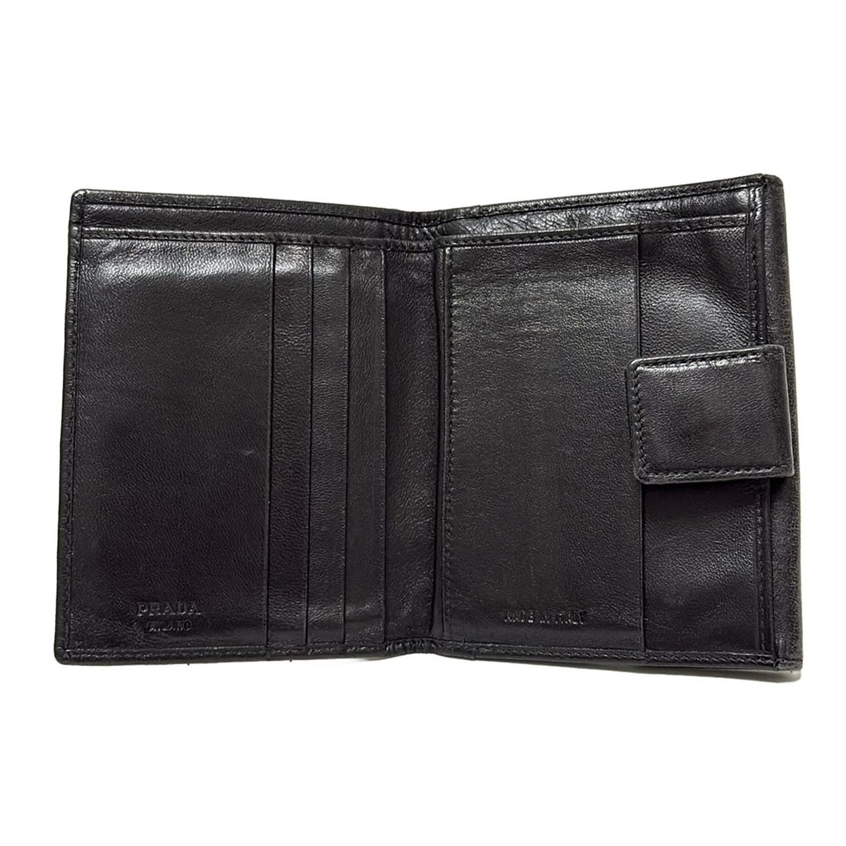 PRADA ・折財布wホック プラダ PRADA Wホック財布 - レザー 黒 財布 