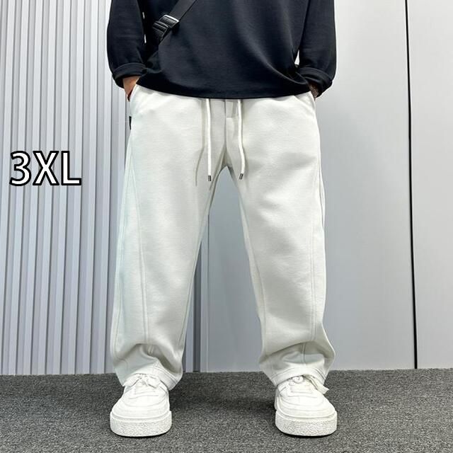 3 XL メンズ ファッション 服 男性用 オシャレ シンプル 大人 かっこいい ストリート 秋冬コーデ 無地 スウェット スタイル ゆったり ストレート レッグ パンツ スポーツ クール カジュアル