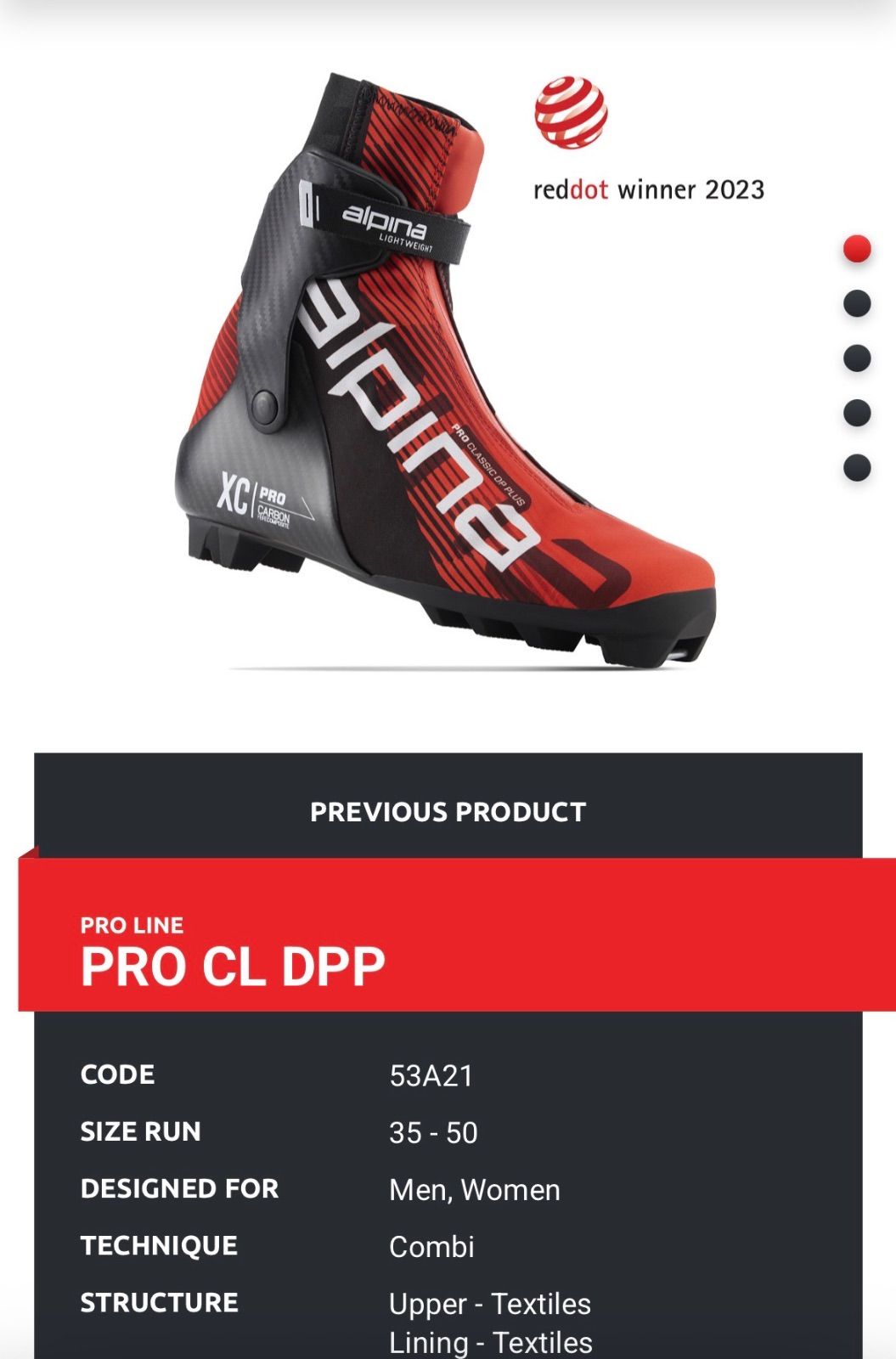 2025 26 Model Alpina PRO classic DP PLUS Duathlon 53 A 21