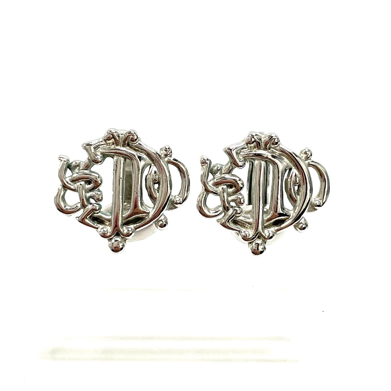 Dior ロゴ イヤリング シルバーカラー ABランク】 DIOR ディオール ロゴ イヤリング シルバーカラー （55579