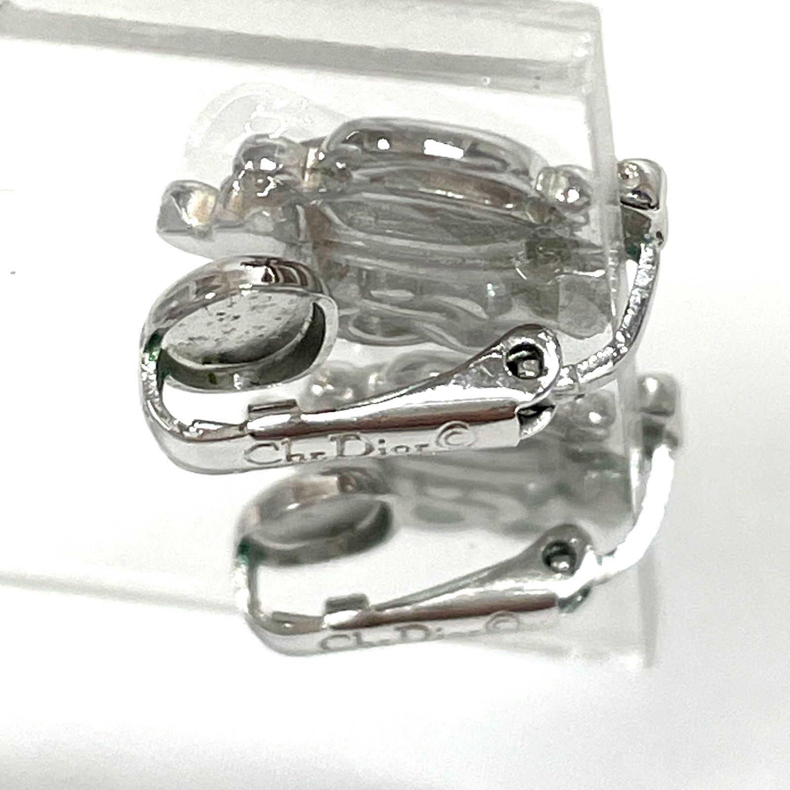 ABランク】 DIOR ディオール ロゴ イヤリング シルバーカラー （55579