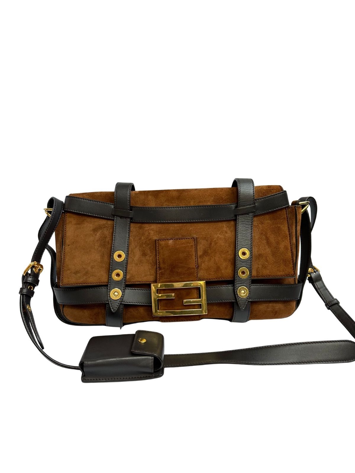 FENDI フェンディ ミニマンマバケット ブラック コットン シルバ金具 ショルダーバッグ