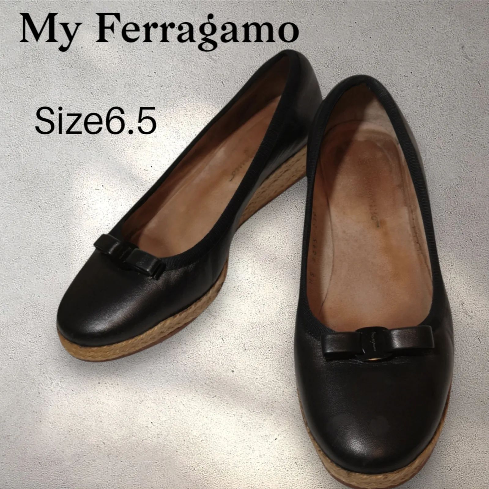 MY FERRAGAMO マイ フェラガモ ウェッジソール パンプス 黒 サイズ6.5 