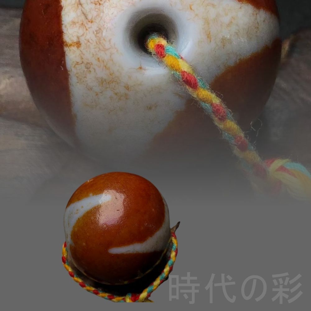 中国古美術『老料・虎牙天珠』瑪瑙・血絲文・至純天珠・強運・魔除け