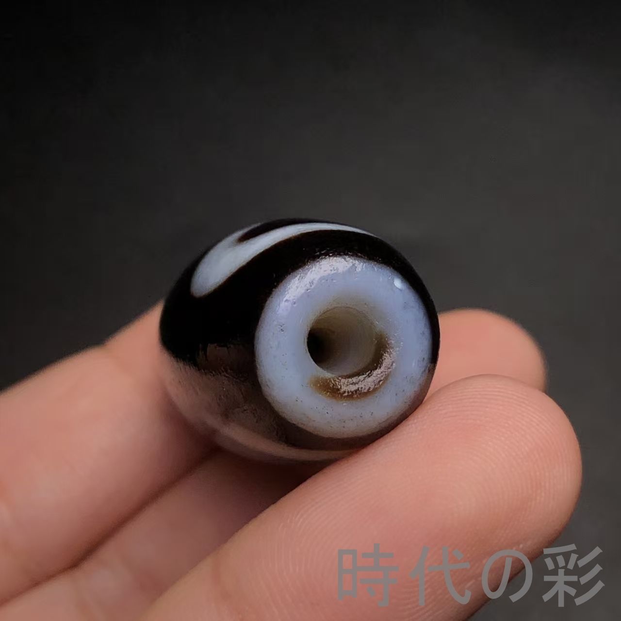 中国古美術『老料・金銭銘天珠』瑪瑙・至純天珠・財運・招財・開運