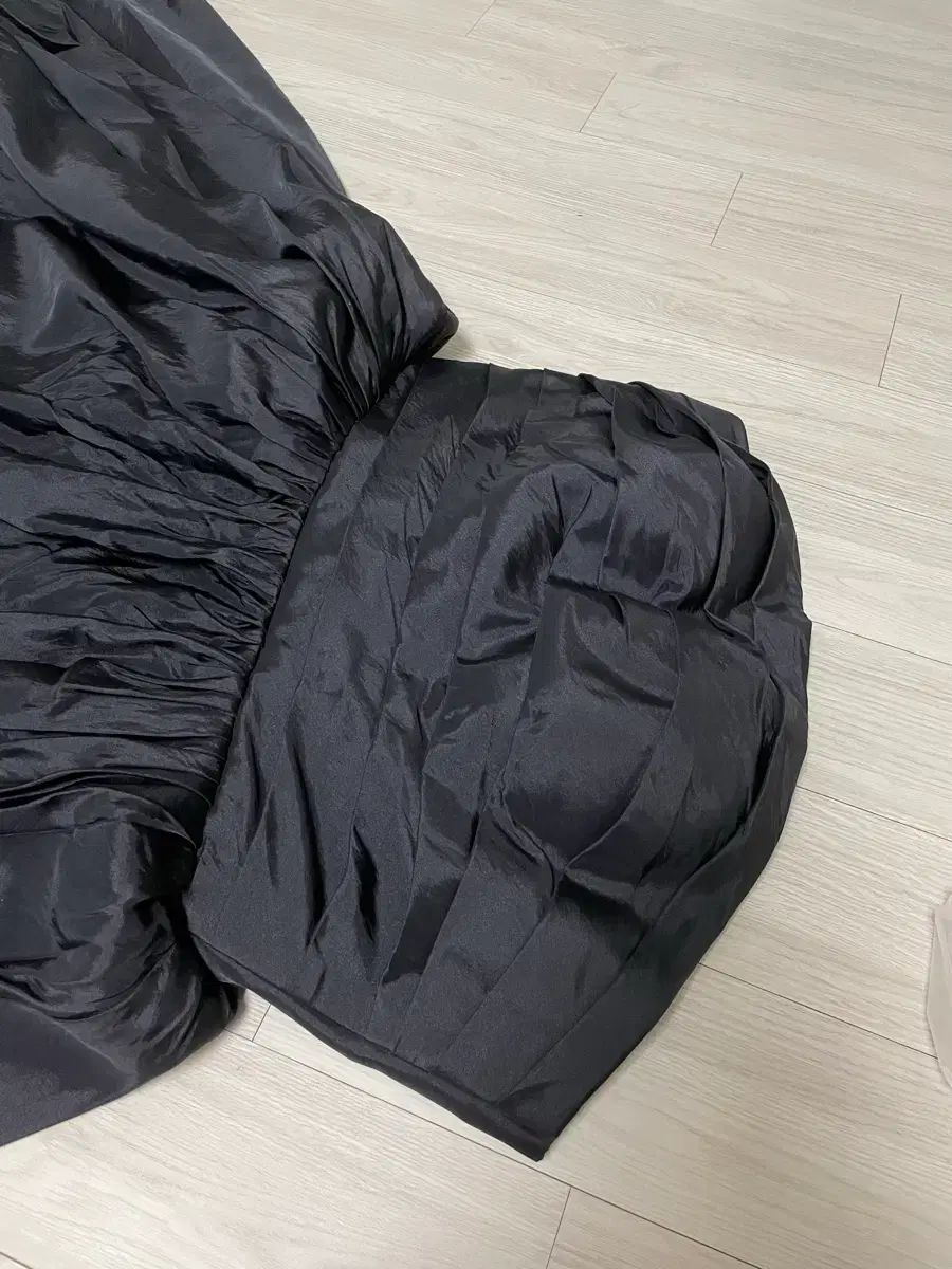 み ブラック チューブトップ ロング ドレス