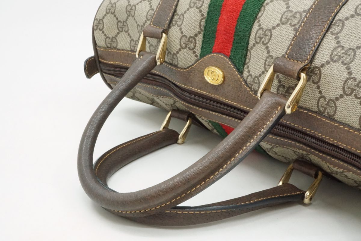  グッチ ヴィンテージ ボストン ハンドバッグ トート 3842 シェリー GGプラス PVCレザー ブラウン GUCCI 4819 h ボストンバッグ 旅行用バッグ バッグ