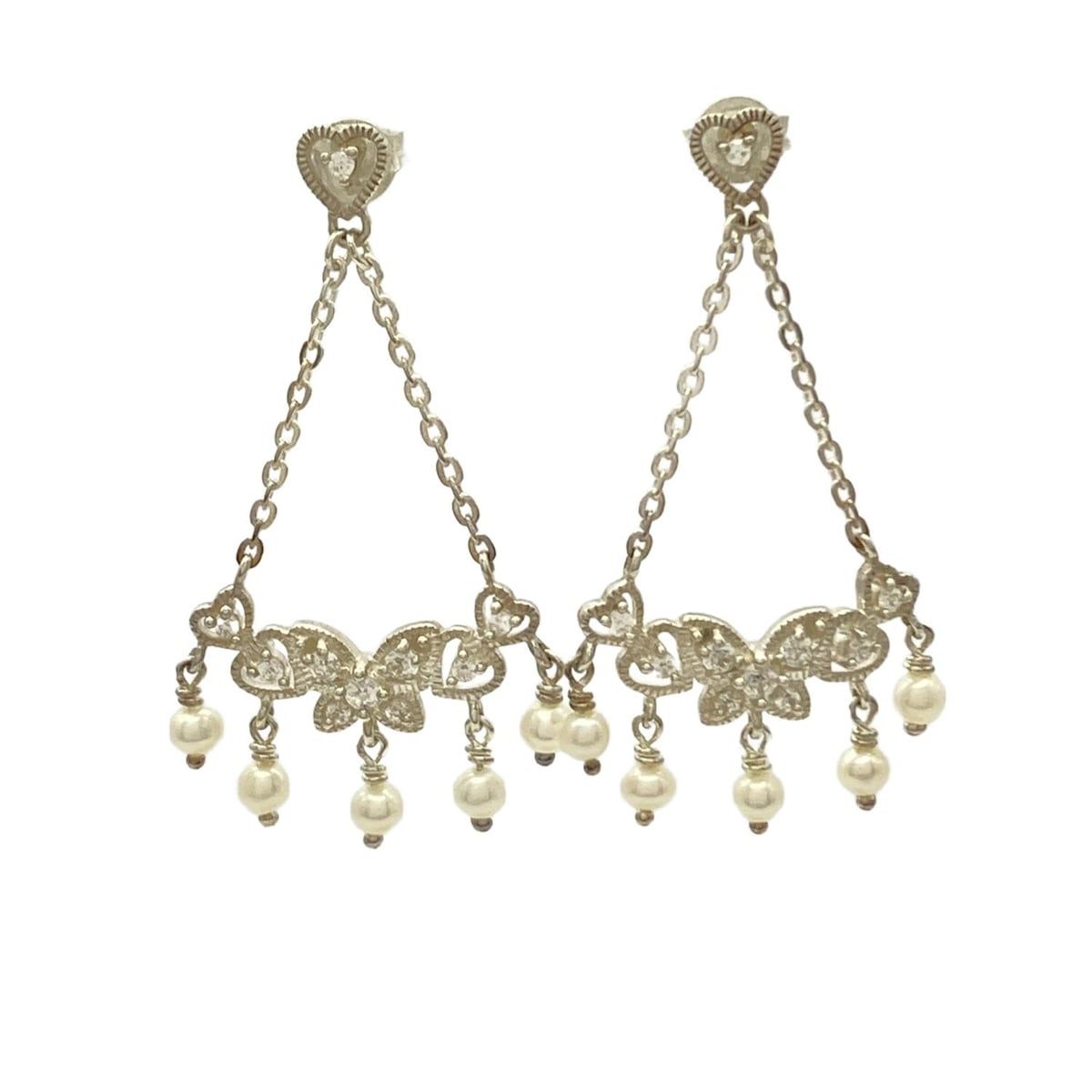 ANNA SUI アナスイ ピアス シルバー クリア アイボリー バタフライ 蝶