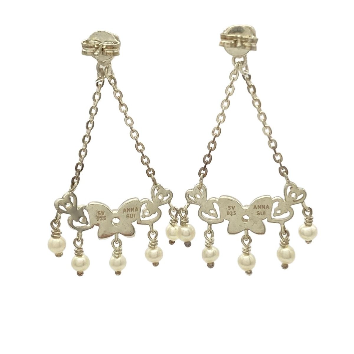 ANNA SUI アナスイ ピアス シルバー クリア アイボリー バタフライ 蝶