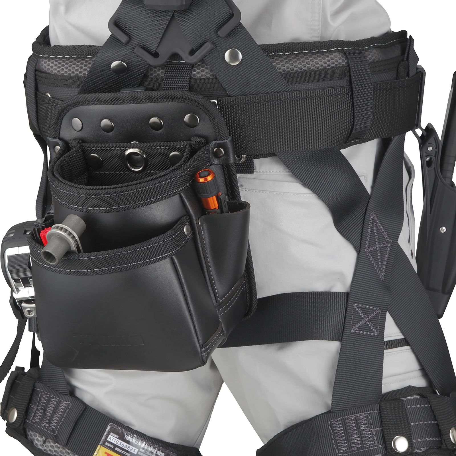 本鼈甲約17.5センチ使用品 新品 タジマ セフシステム 着脱式腰袋 本革 2段小 堅牢でしなやかな