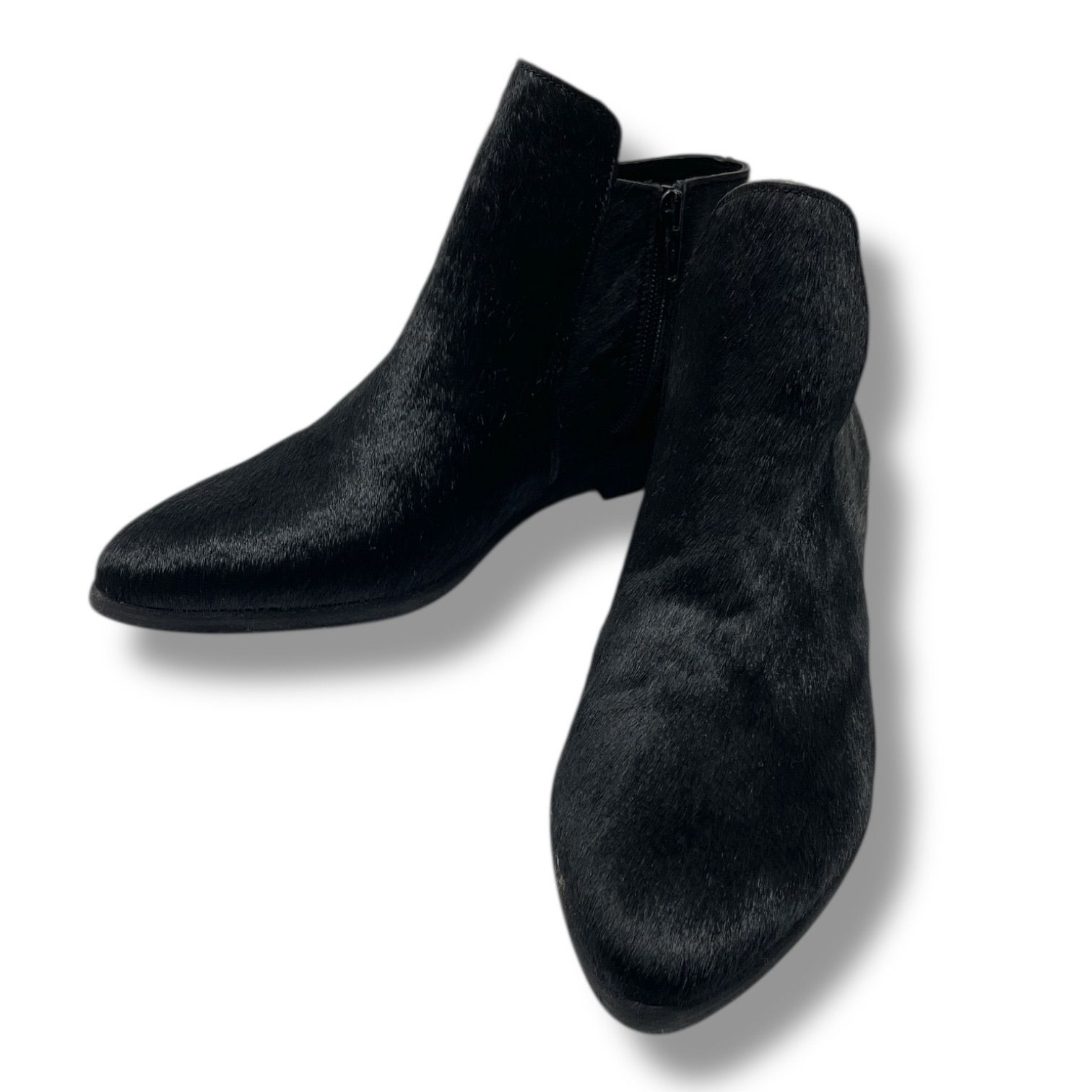 the last conspiracy ザラストコンスピラシー レザー ハラコ ブーティー ブーツ サイドジップ シューズ 靴 黒 ブラック 23.5 cm レディース 秋 冬 ゴーゴー古着 26 No.1419