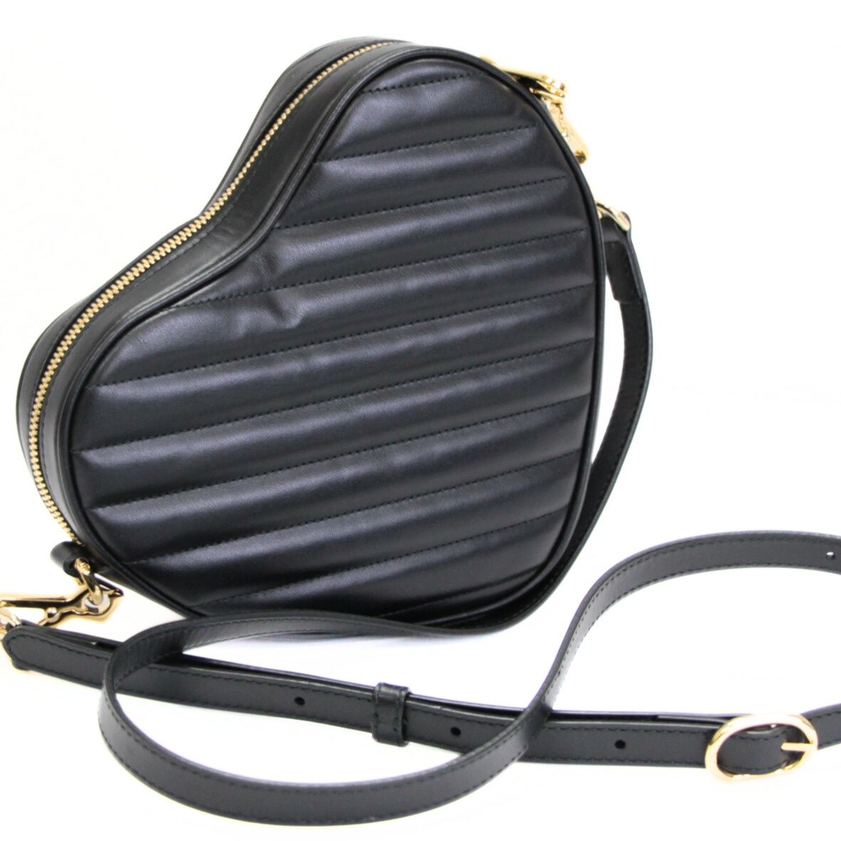 グッチ GUCCI インターロッキングG ハートショルダーバッグ レザー 黒 751628 72927