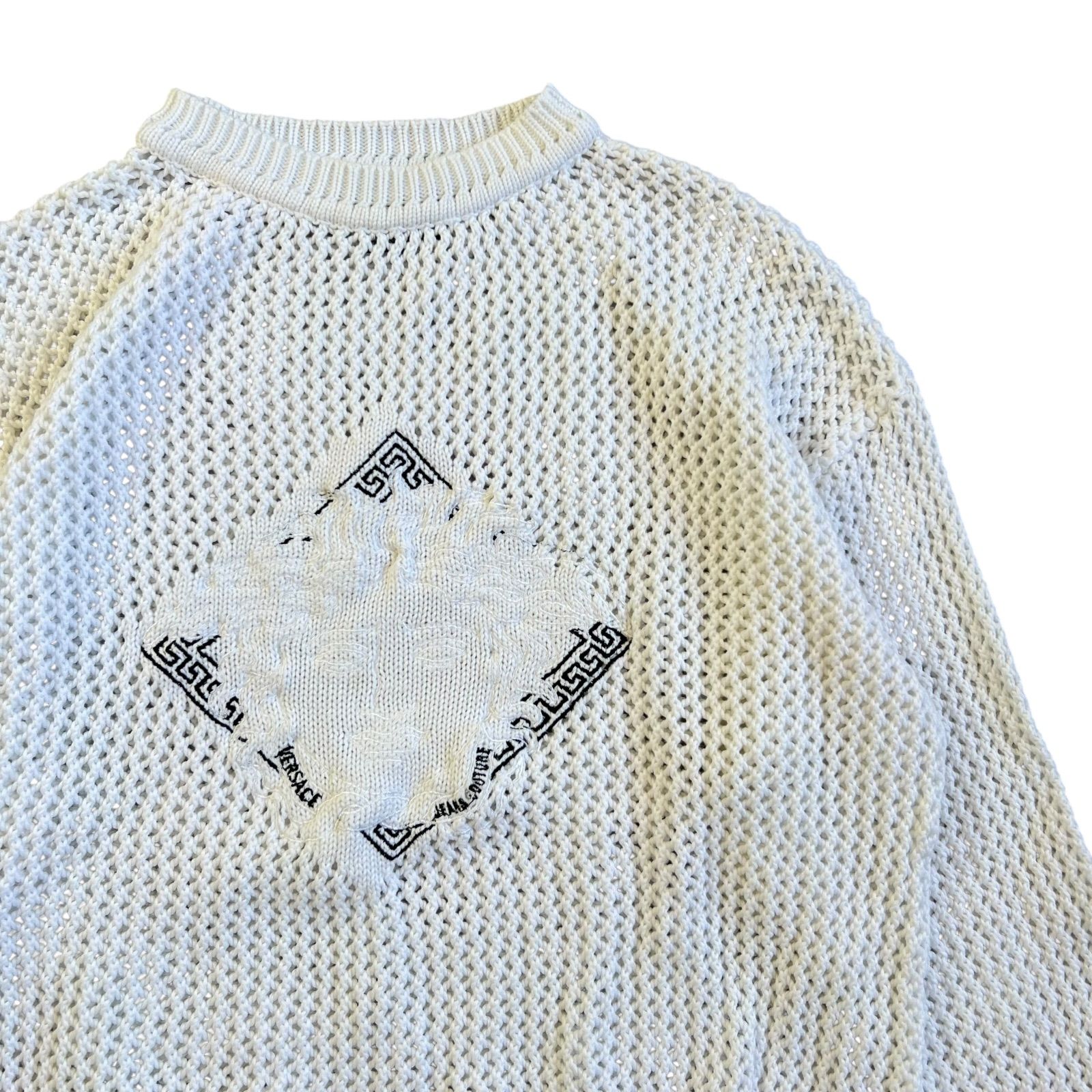 VERSACE メデューサ　刺繍ニット Authentic VERSACE JEANS COUTURE Grey Black Zebra Medusa Face Knit
