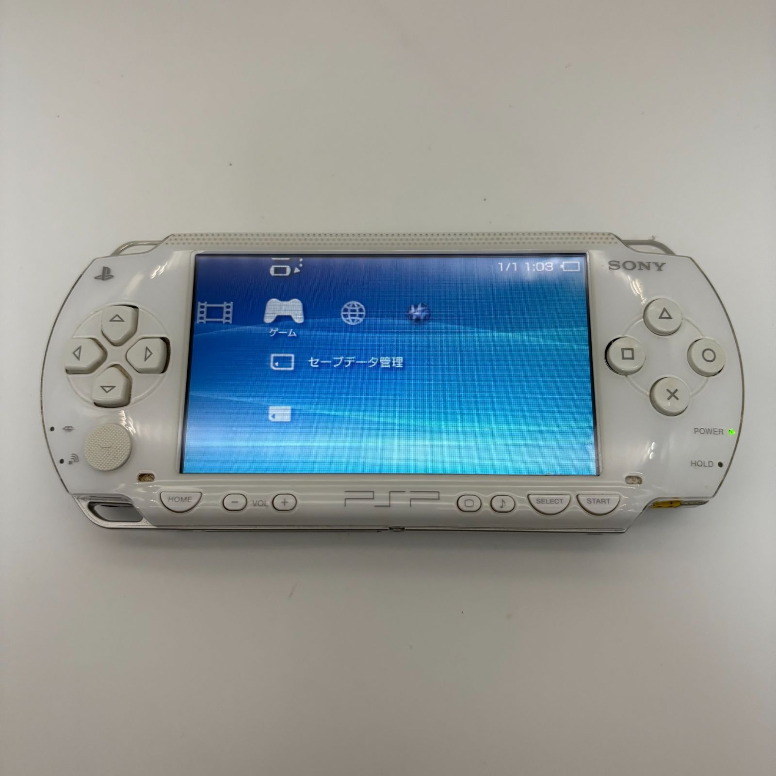  【ジャンク】 PSP 1000 本体 ホワイト バッテリー メモリーカード付   [中古] 本体(PSP)
