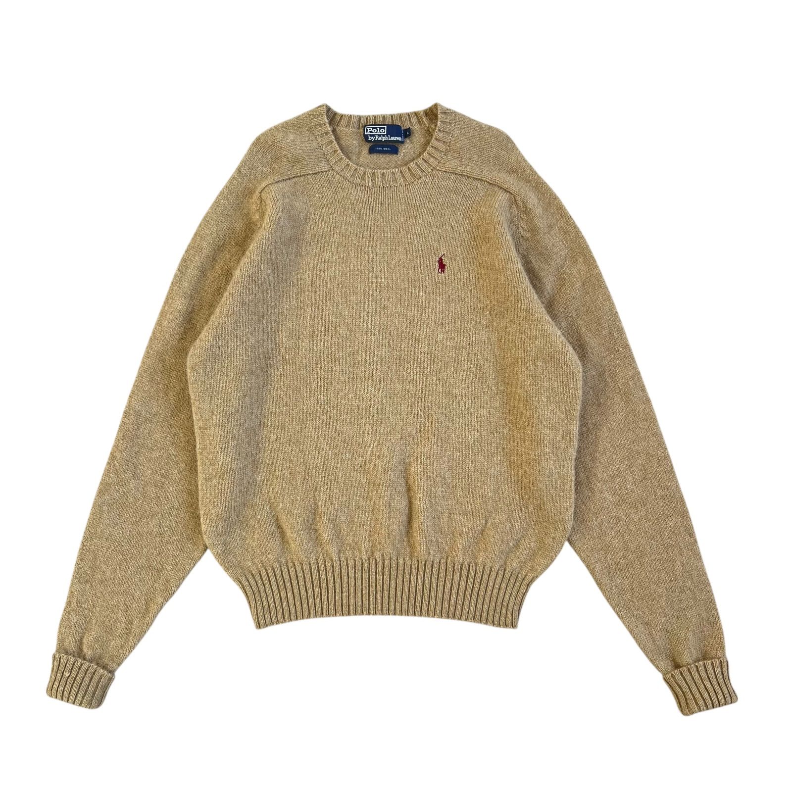 Polo by Ralph Lauren ポロバイラルフローレン 90 s ウールニットセーター ベージュ Lサイズ