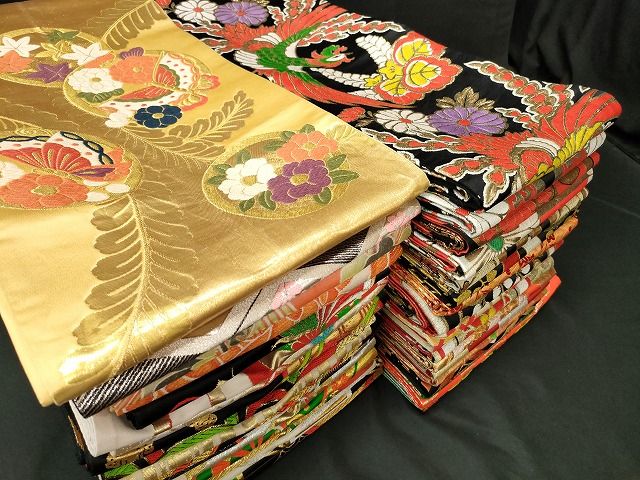 子供帯 まとめて 35点 鳳凰 蝶 花柄 楽器 毬 アンティーク 金糸 など 着用 多数 あり se 3878