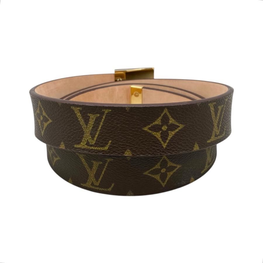 E 4883 ルイヴィトン ベルト サンチュール キャレ M 6800 モノグラム ロゴバックル ゴールド金具 LOUIS VUITTON