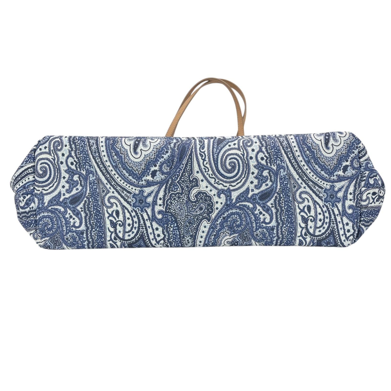 希少 エトロ トートバッグ ペイズリー シボ革 A4 肩掛け ビジネス 総柄 青 お 手頃 価格ファッション - 希少 エトロ トートバッグ ペイズリー