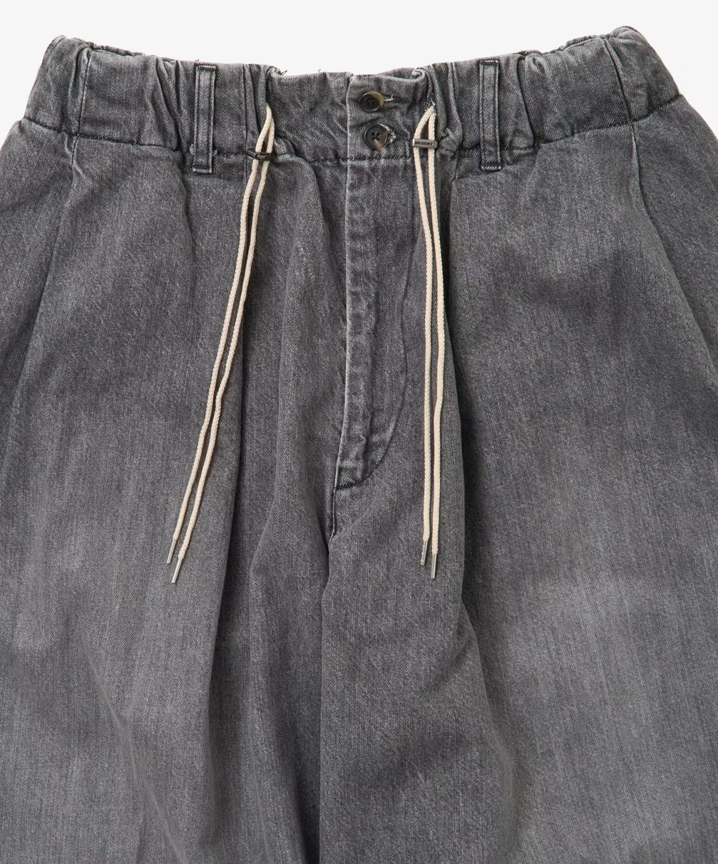 Sillage シアージ circular short pants black denim bleached