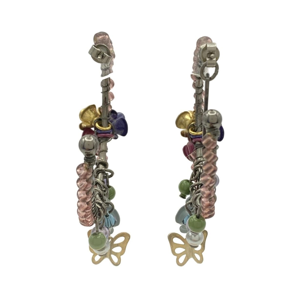  ANNA SUI アナスイ ピアス シルバー ライトパープル マルチ フラワー 花 バタフライ 蝶 ビーズ ピアス(両耳用) アクセサリー