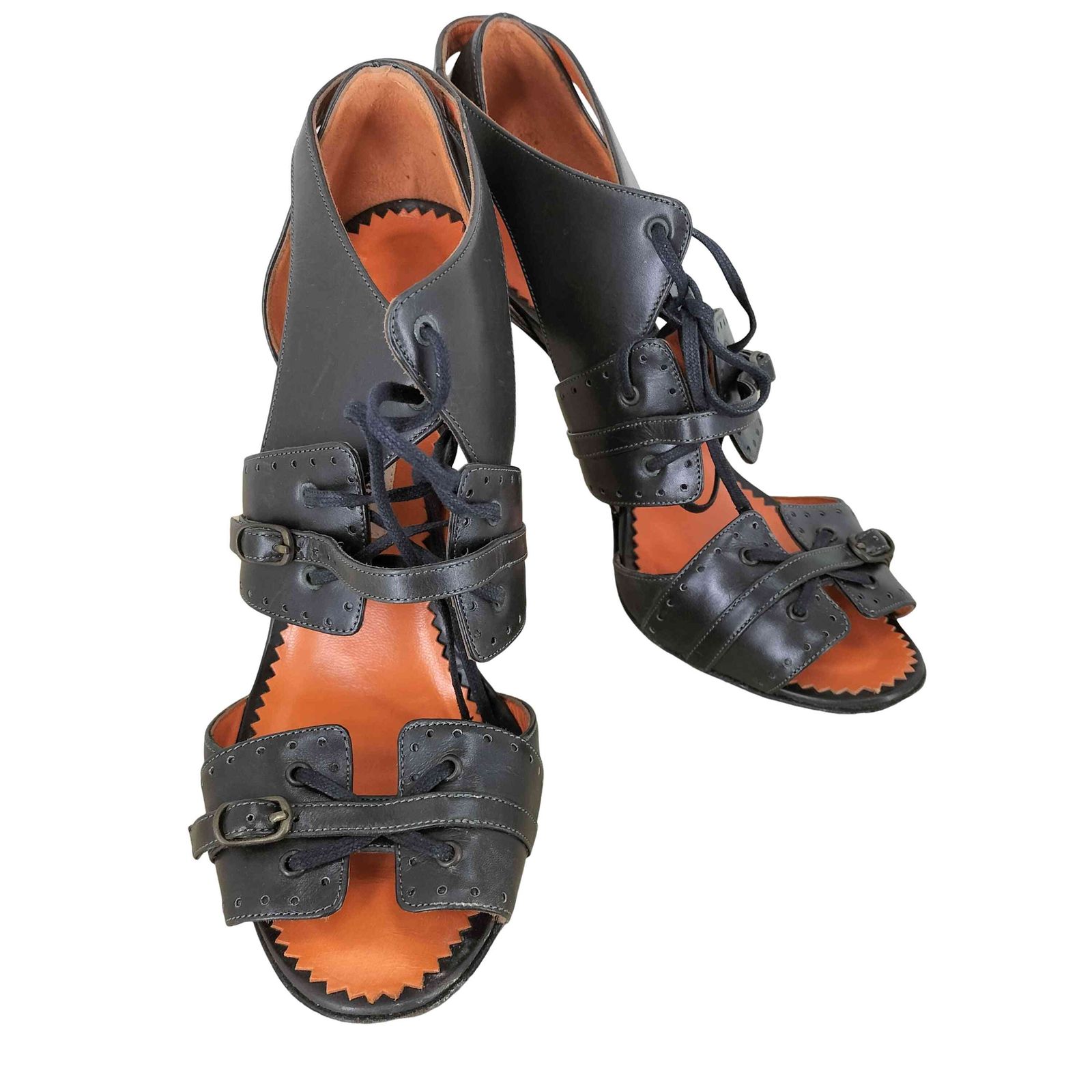 マノロブラニク MANOLO BLAHNIK レザーミュールヒールパンプス